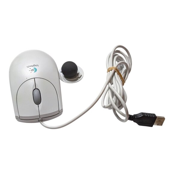 VTG Logitech First Pilot Wheel Mouse USB Wired Mechanical Ball M-BE58 Working - Picture 4 of 8